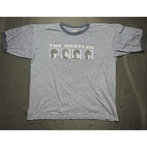 Vintage Y2K The Beatles Apple Corp 2004 Ringer T-Shirt XL Rare Made In USA Blue